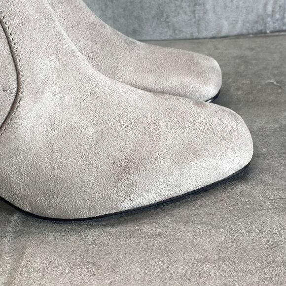 MARC FISHER Women's Light Gray Needit Stretch Square-Toe Block Heel Booties SZ 7 - Picture 10 of 10